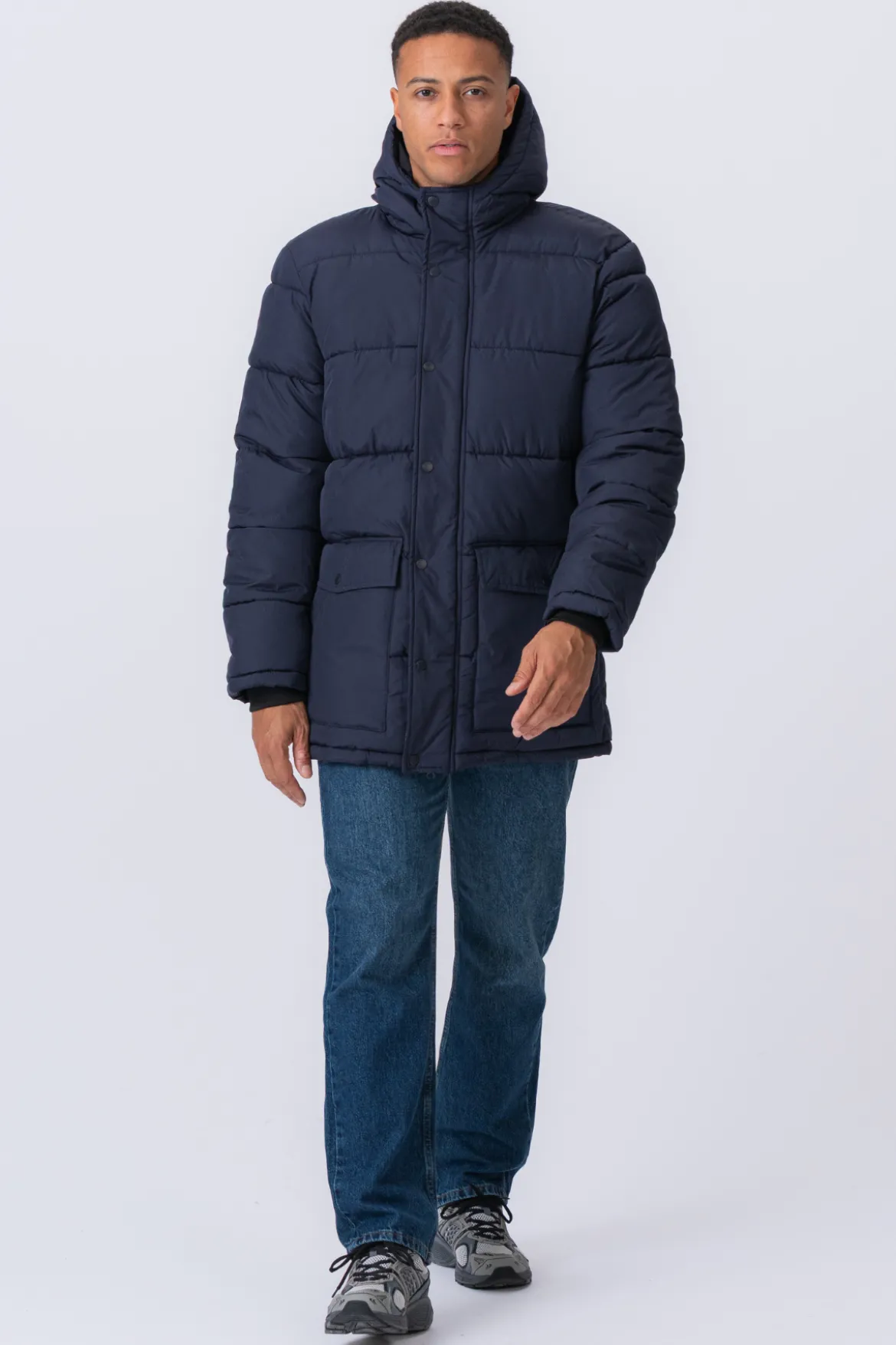 Lang Puffer Jakke - navy