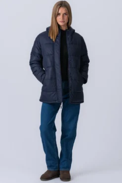 Lang Puffer Jakke - Navy
