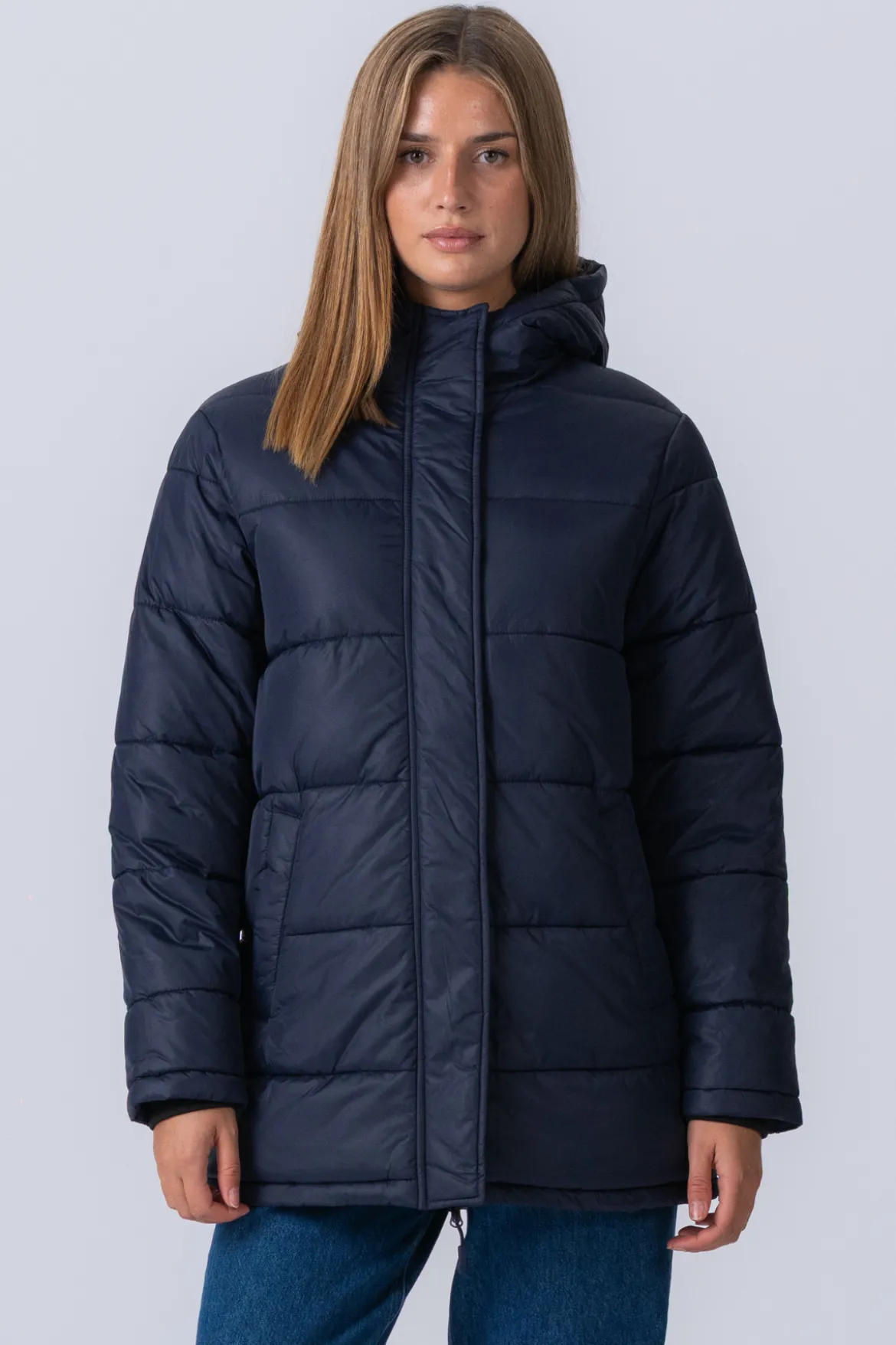 Lang Puffer Jakke - Navy