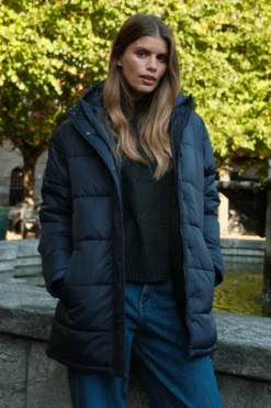 Lang Puffer Jakke - Navy