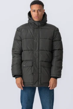 Lang Puffer Jakke - Olivengrøn