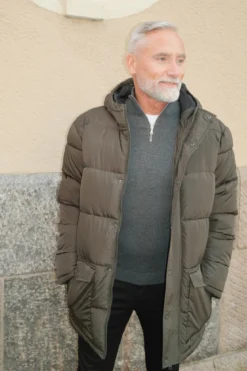 Lang Puffer Jakke - Olivengrøn