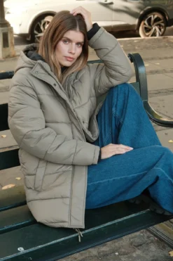 Lang Puffer Jakke - Sand
