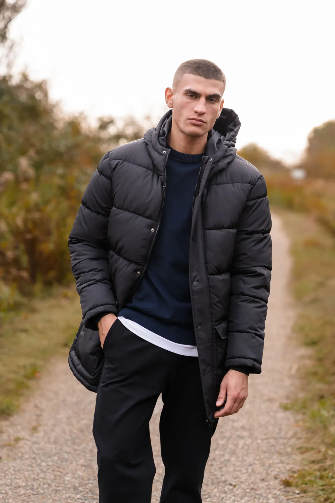 Lang Puffer Jakke - Sort