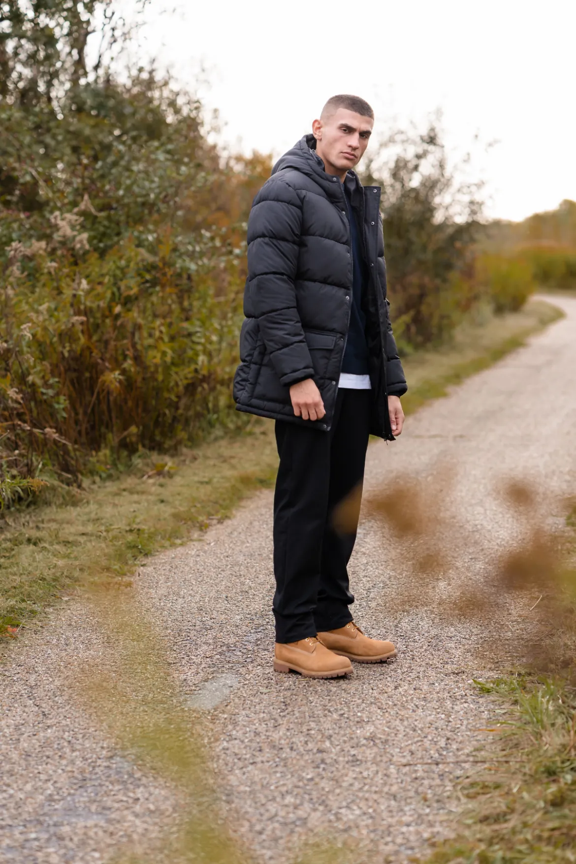 Lang Puffer Jakke - Sort