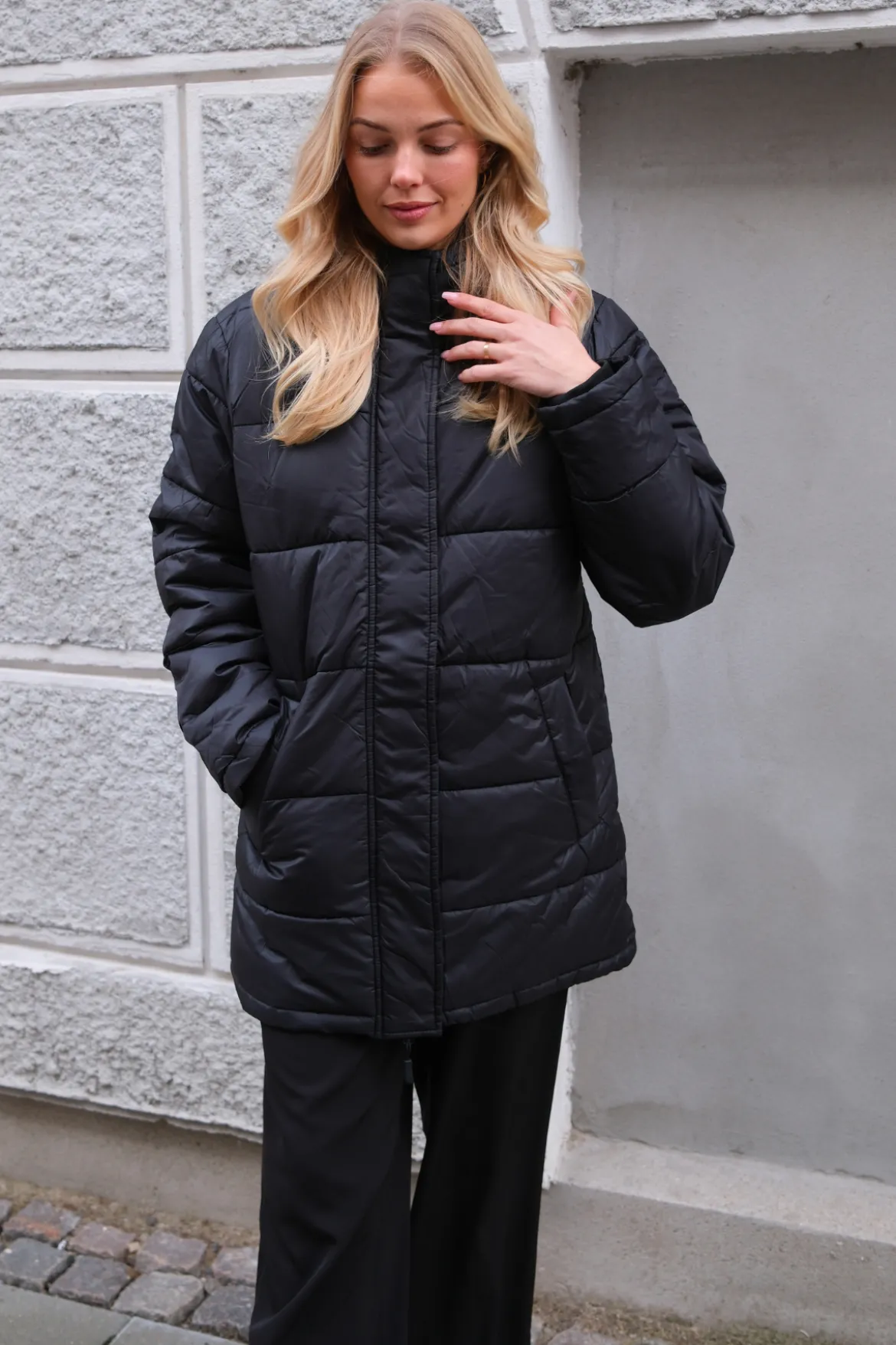 Lang Puffer Jakke - Sort