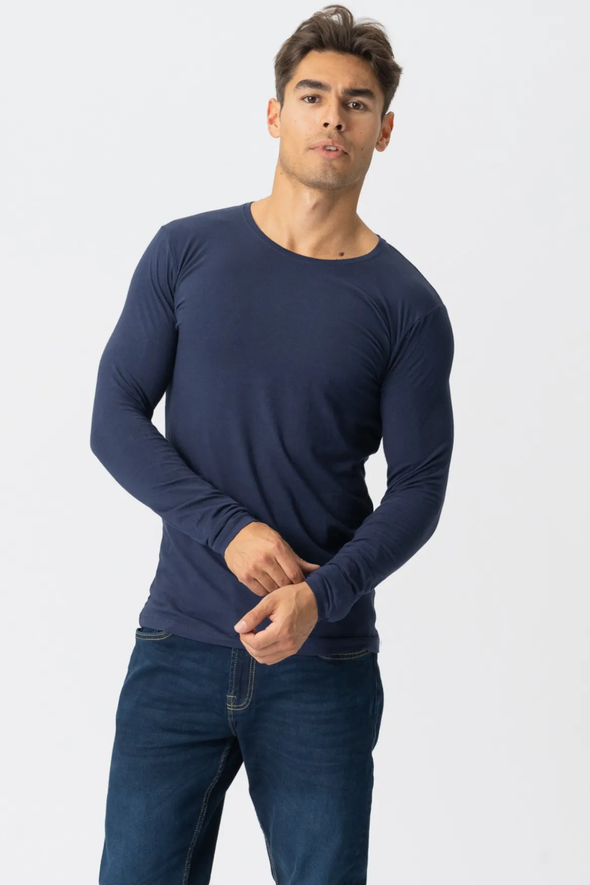 Langærmet Muscle T-shirt - Navy