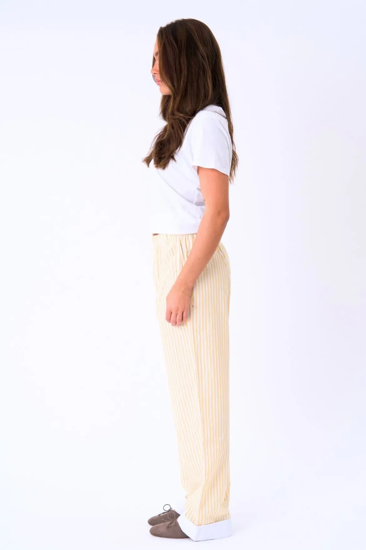 Layla Stribet Pants - Gul