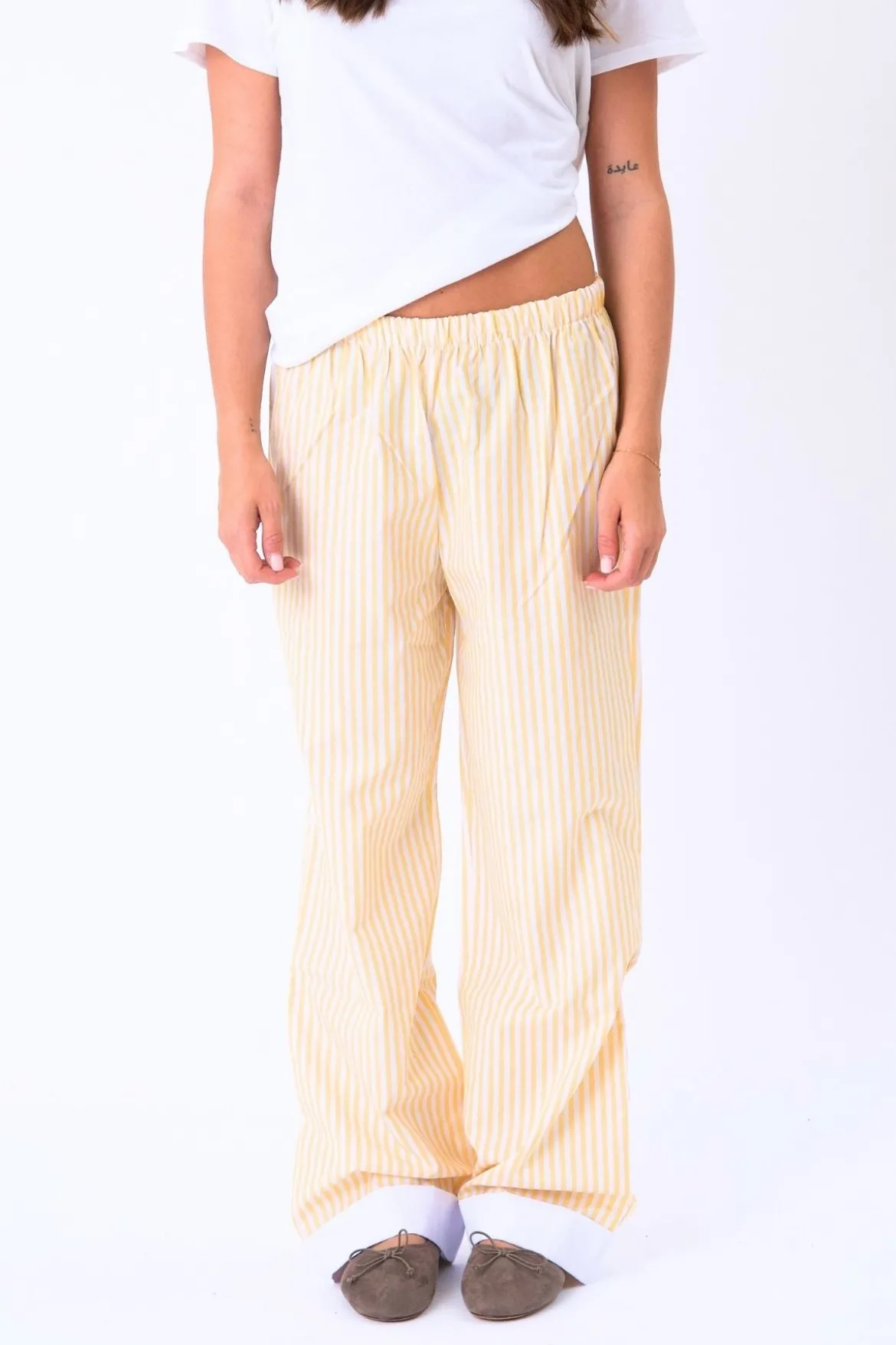 Layla Stribet Pants - Gul