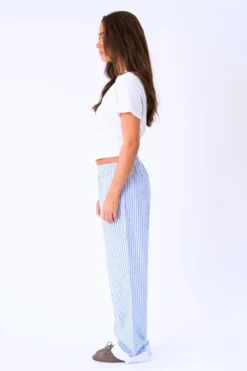 Layla Stribet Pants - Lyseblå