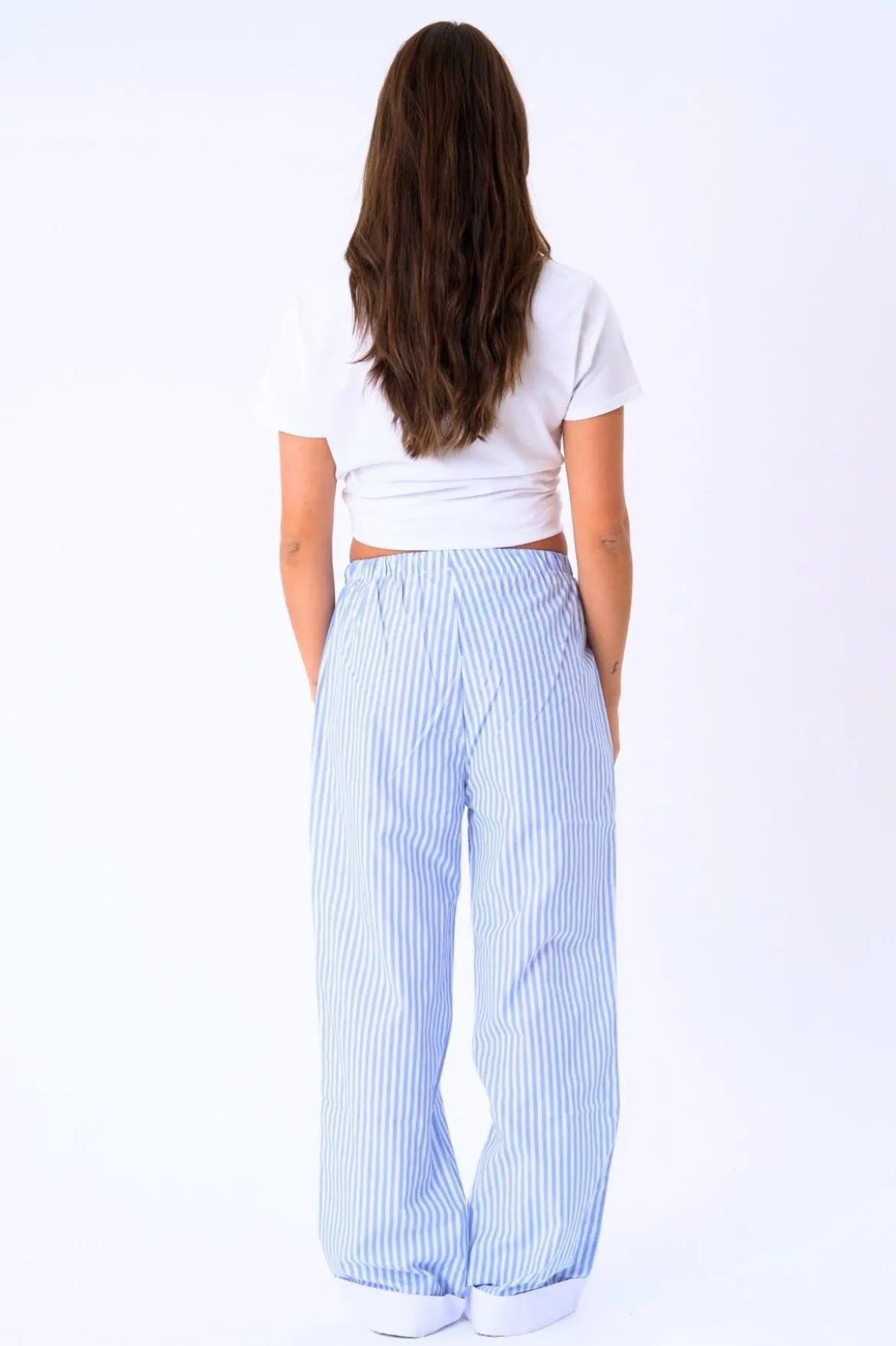 Layla Stribet Pants - Lyseblå
