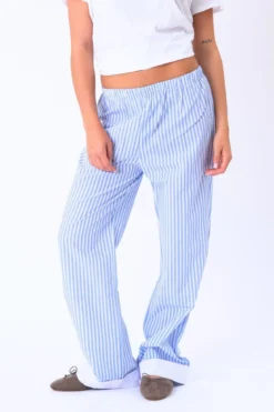Layla Stribet Pants - Lyseblå