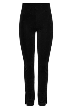 Lina High Waist Slit Pants - Sort