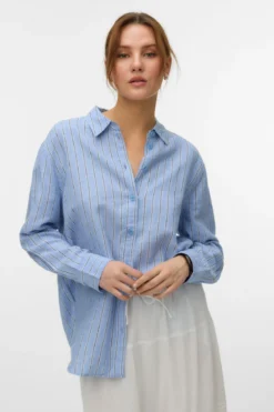Linn Skjorte - Kornblomstblå-Navy Blazer