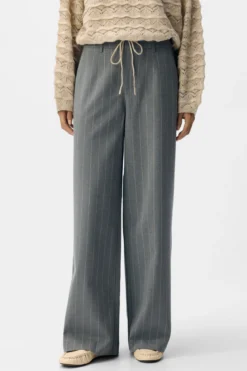 Lisa Wide Pant AOP - Medium Grey Melange