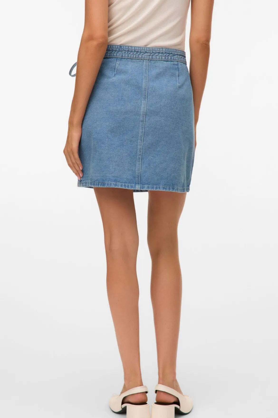 Liza Short Denim Slå-om-nederdel - Medium Blue Denim