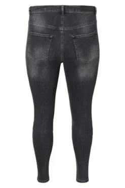 Lora Jeans high waisted (Curve) - Sort-grå denim