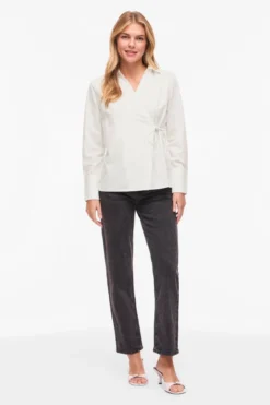 Lumi V-Neck Wrap Top - Snow White