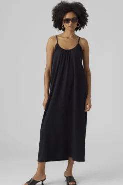 Luna Singlet Ankel Kjole - Sort
