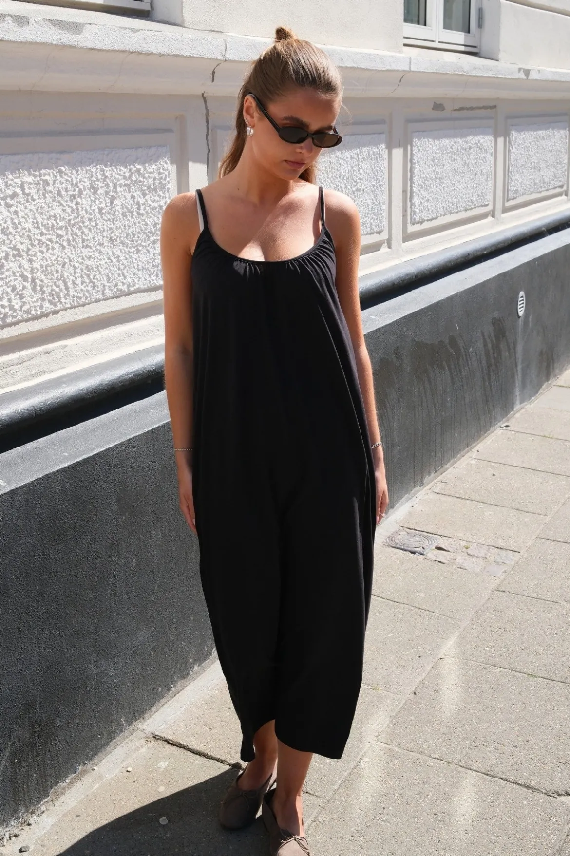 Luna Singlet Ankel Kjole - Sort