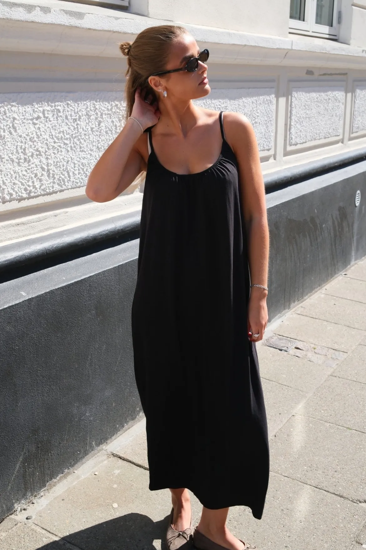 Luna Singlet Ankel Kjole - Sort