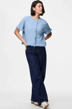 Lydia Frill Strik Cardigan - Cashmere Blue
