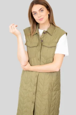 Magda Lang Quilted Vest - Lizard