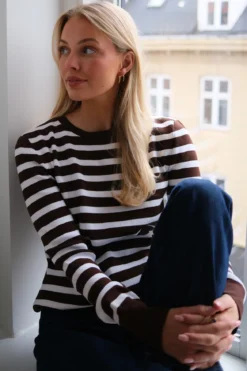 Maja Stribet Trøje - Brun