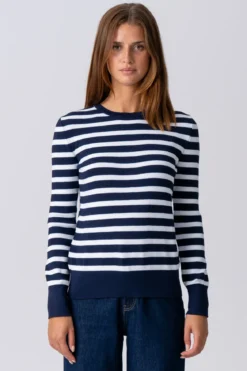 Maja Stribet Trøje - Navy