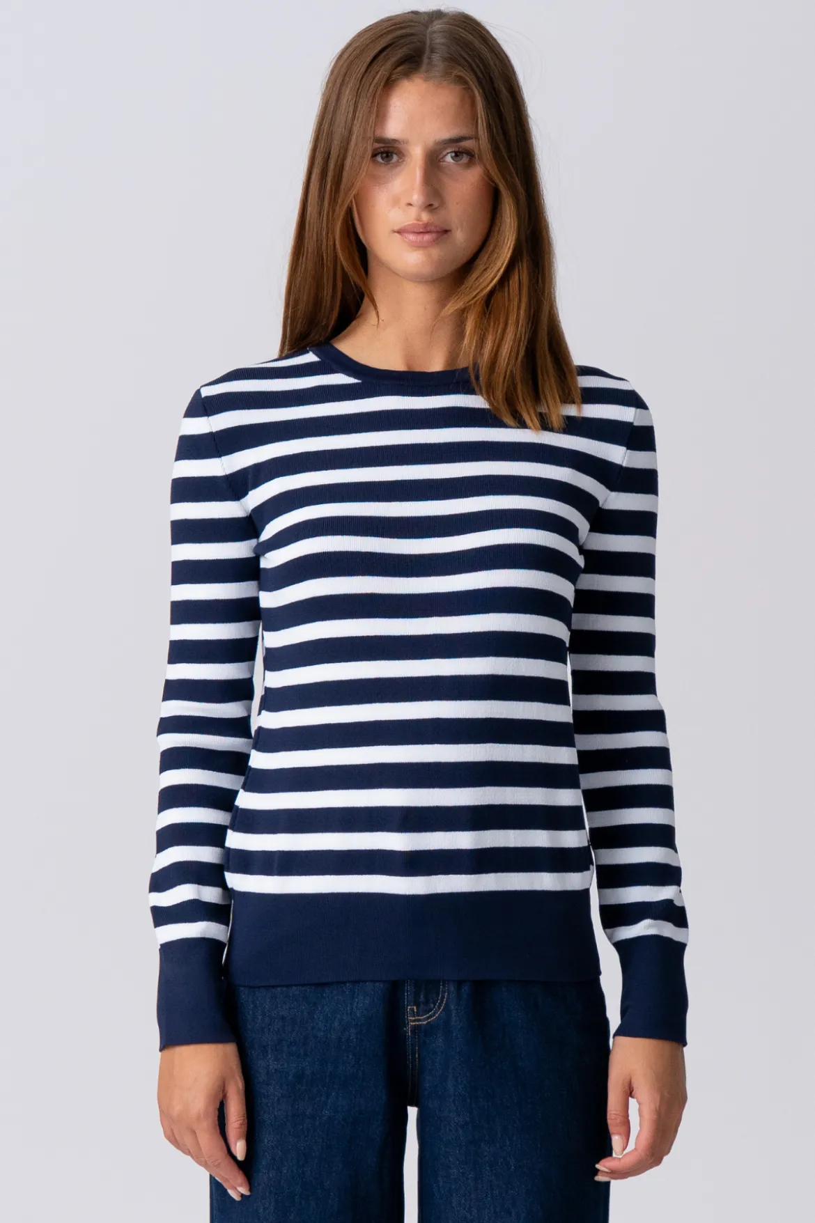 Maja Stribet Trøje - Navy