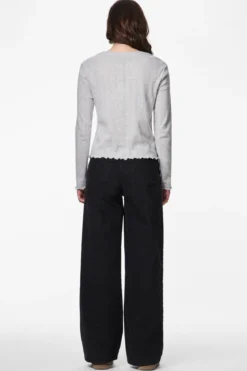 Marie O-Neck Top - Light Grey Melange