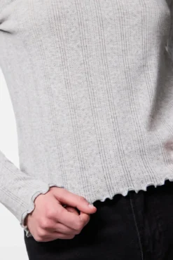 Marie O-Neck Top - Light Grey Melange