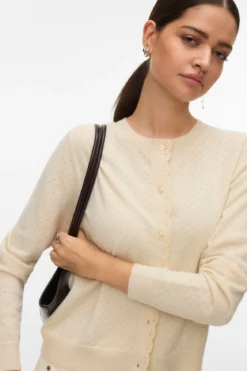 Marina Pointelle Cardigan - Birch