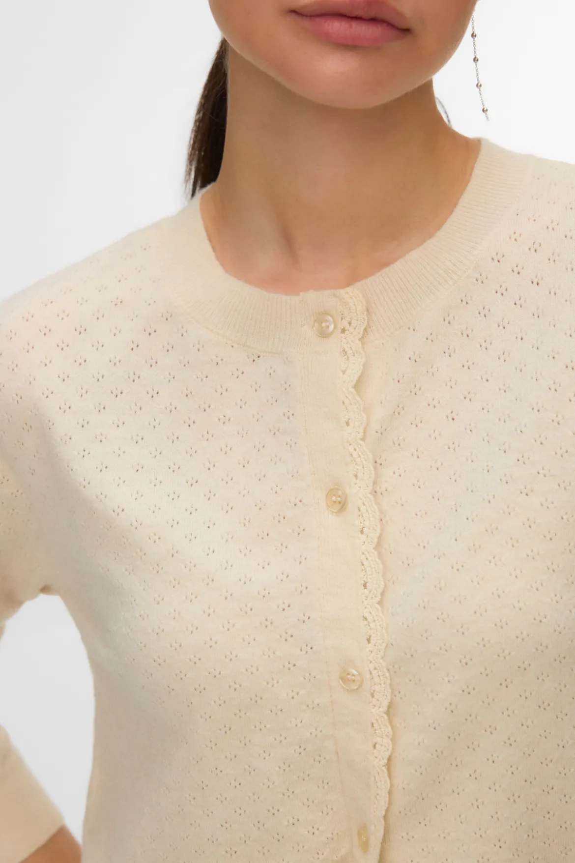 Marina Pointelle Cardigan - Birch