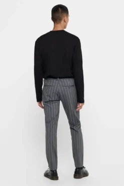 Mark Pants Stribet - Lysegrå