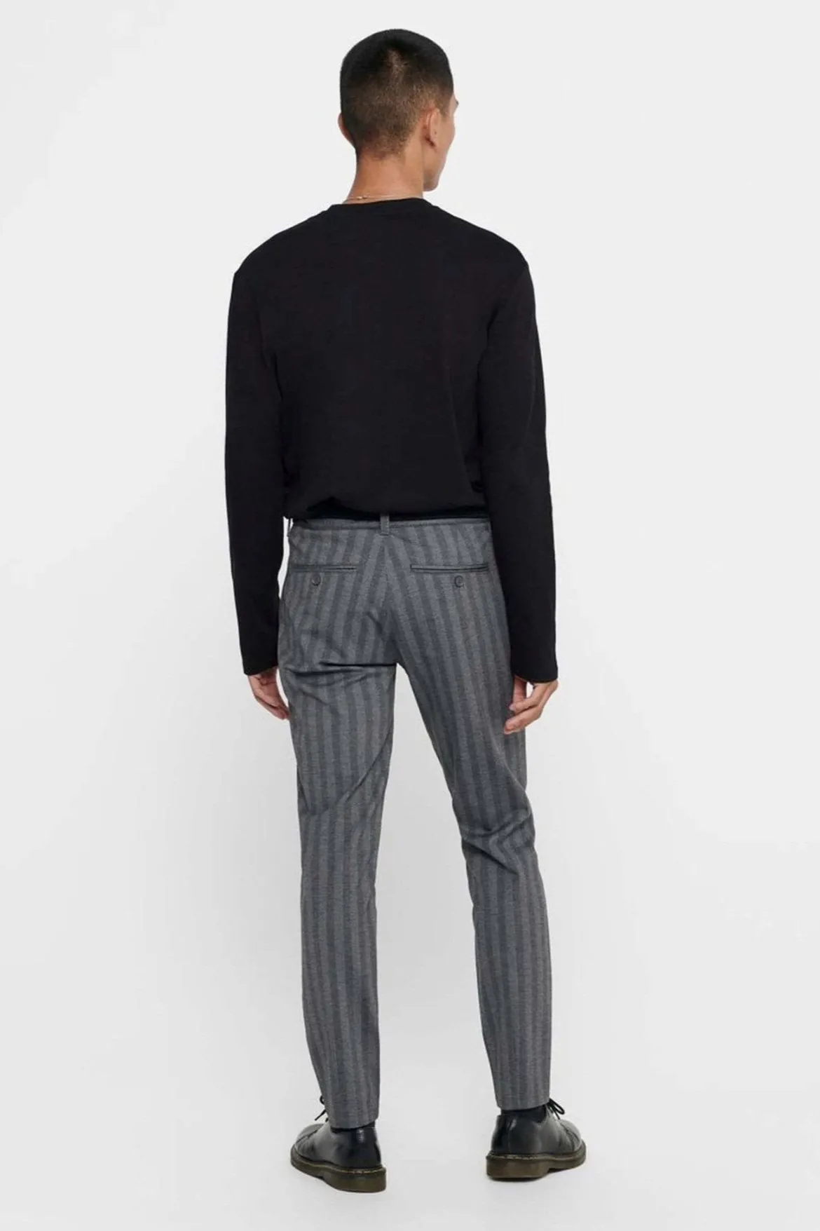 Mark Pants Stribet - Lysegrå