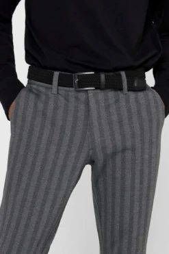 Mark Pants Stribet - Lysegrå