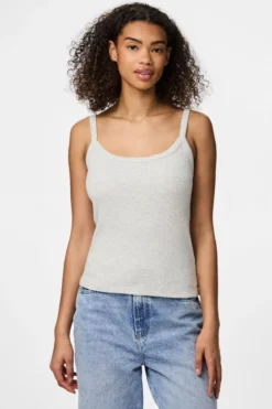 May Strap Top - Light Grey Melange
