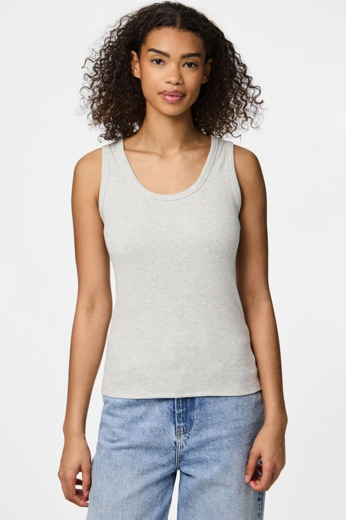 May Tank Top - Light Grey Melange