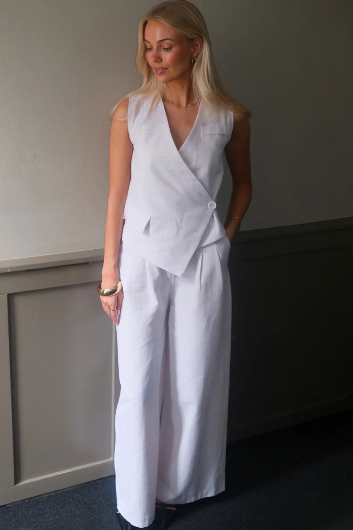 Melissa Wide Pants - Lysegrå