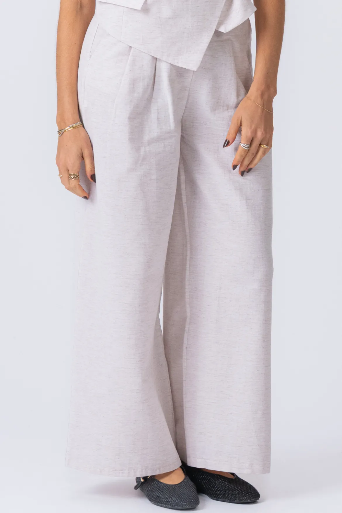 Melissa Wide Pants - Lysegrå