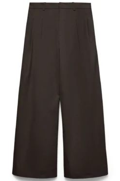 Meng MidWaist Crinkled Wide Pant - Chocolate Torte