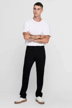 Mike Stretch Jeans - Sort (Bred pasform)