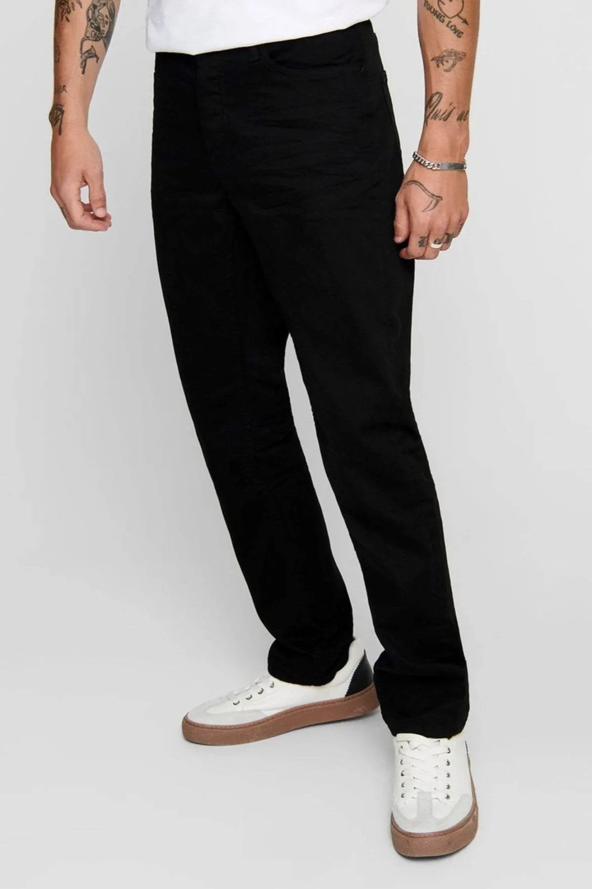 Mike Stretch Jeans - Sort (Bred pasform)