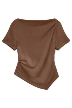 Mille Boatneck Short Top - Brun