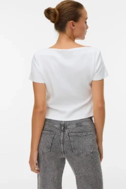 Mille Boatneck Short Top - Hvid