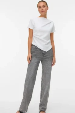 Mille Boatneck Short Top - Hvid