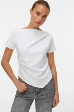 Mille Boatneck Short Top - Hvid