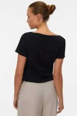 Mille Boatneck Short Top - Sort