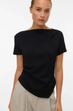 Mille Boatneck Short Top - Sort